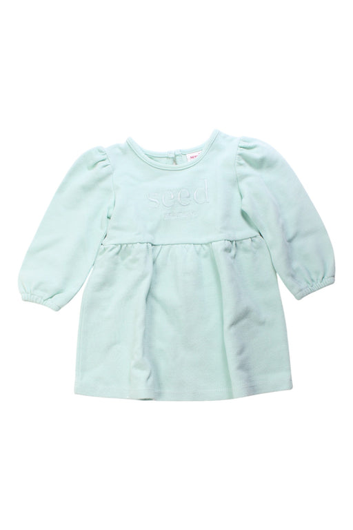 A Teal Sweater Dresses from Seed in size 6-12M for girl. (Front View)
