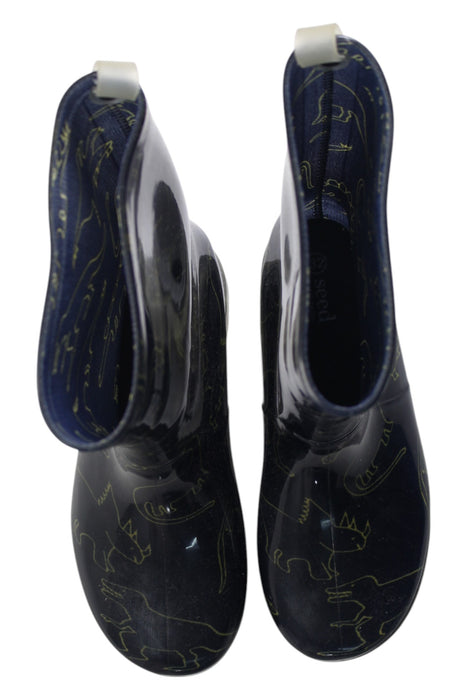 A Navy Rain Boots from Seed in size 7Y for boy. (Back View)