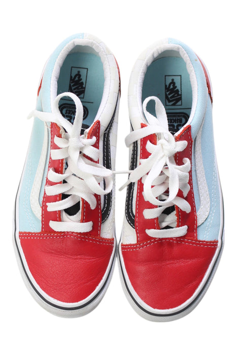A Red Sneakers from Vans in size 9Y for boy. (Back View)