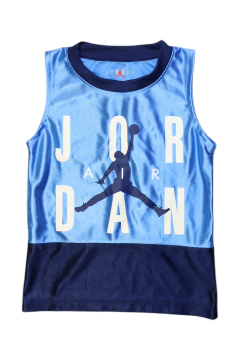 A Blue Sleeveless T Shirts from Air Jordan in size 4T for boy. (Front View)