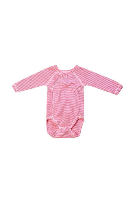 A Pink Long Sleeve Bodysuits from Petit Bateau in size 0-3M for girl. (Front View)