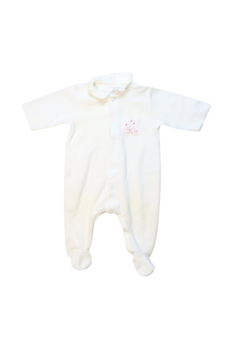 A White Onesies from Petit Bateau in size 0-3M for girl. (Front View)