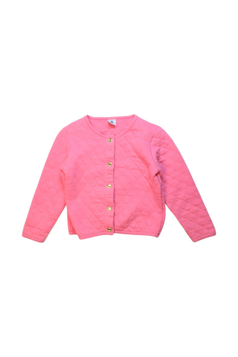 A Pink Puffer/Quilted Jackets from Petit Bateau in size 4T for girl. (Front View)