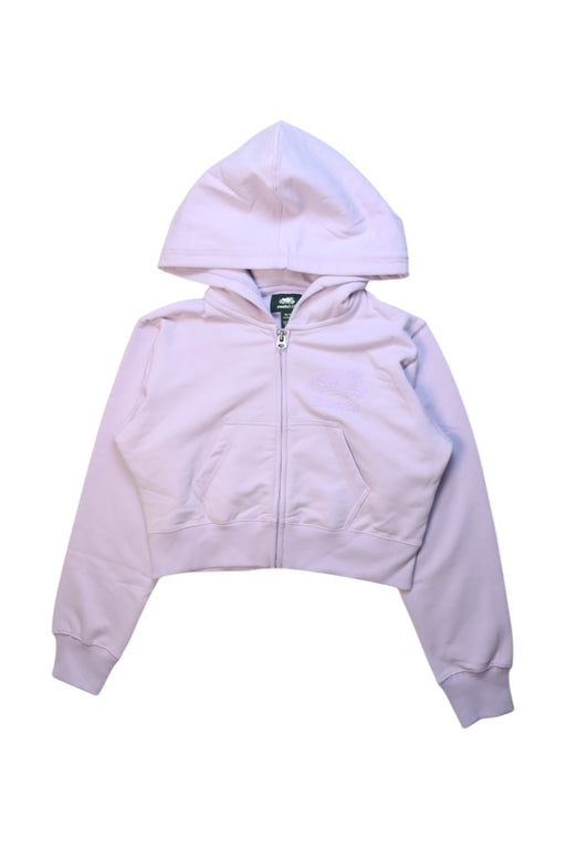 A Pink Hooded Sweatshirts from Roots in size 7Y for girl. (Front View)