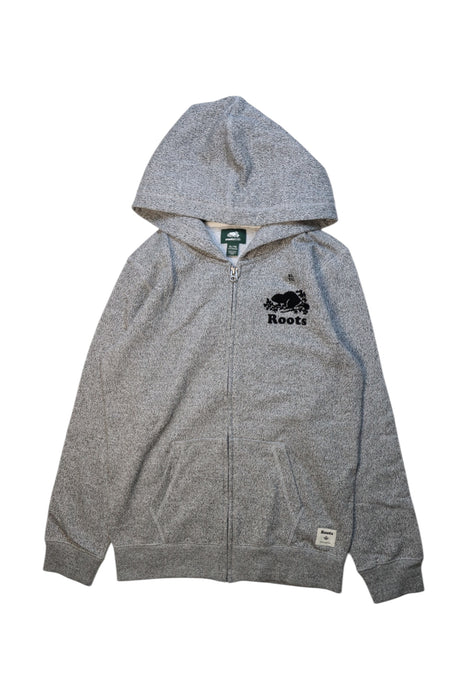 A Grey Hooded Sweatshirts from Roots in size 11Y for neutral. (Front View)