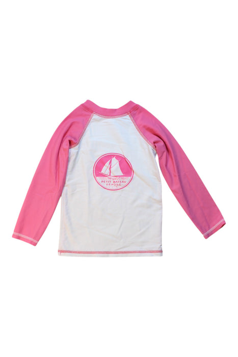 A Pink Rash Guards from Petit Bateau in size 4T for girl. (Front View)