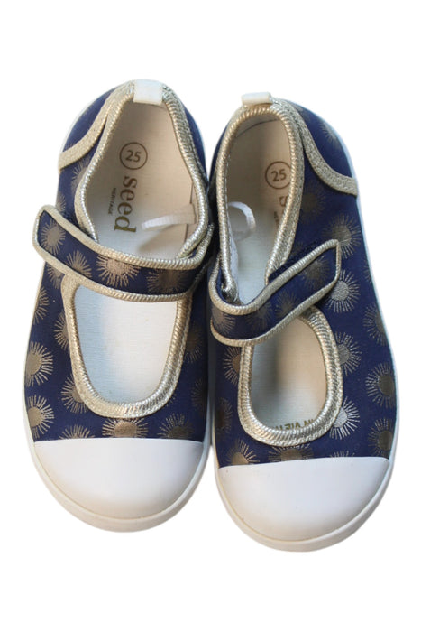 A Blue Flats from Seed in size 3T for girl. (Back View)