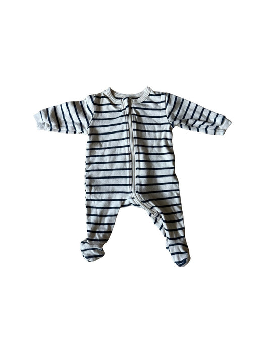 A White Onesies from Petit Lem in size Newborn for neutral. (Front View)