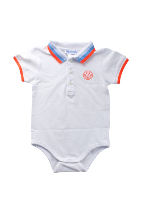 A White Short Sleeve Bodysuits from Jacadi in size 12-18M for neutral. (Front View)