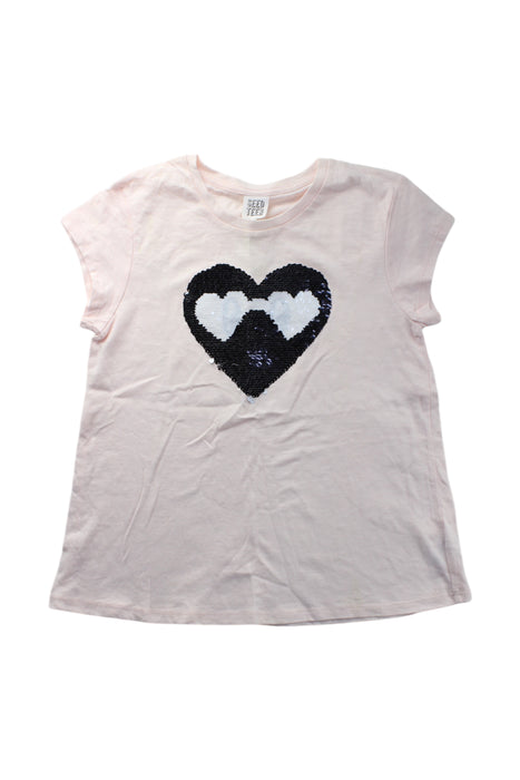 A Pink Short Sleeve Tops from Seed in size 10Y for girl. (Front View)