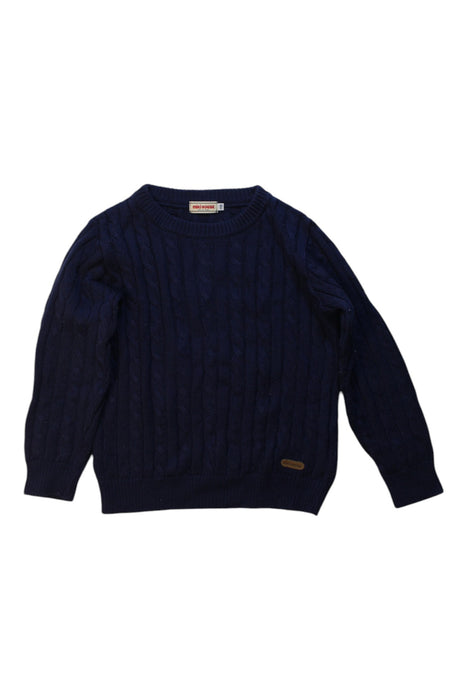 A Navy Knit Sweaters from Miki House in size 4T for boy. (Front View)