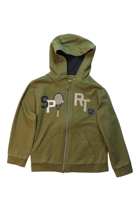 A Green Zippered Sweatshirts from Mayoral in size 6T for boy. (Front View)