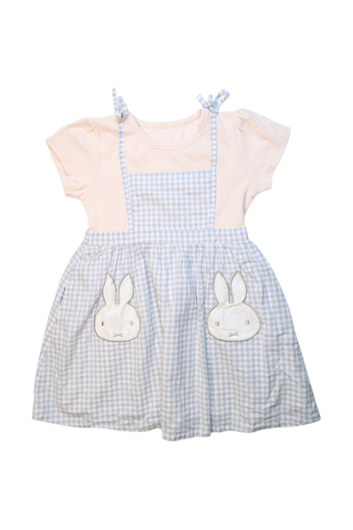 A Pink Short Sleeve Dresses from Petit Main in size 4T for girl. (Front View)