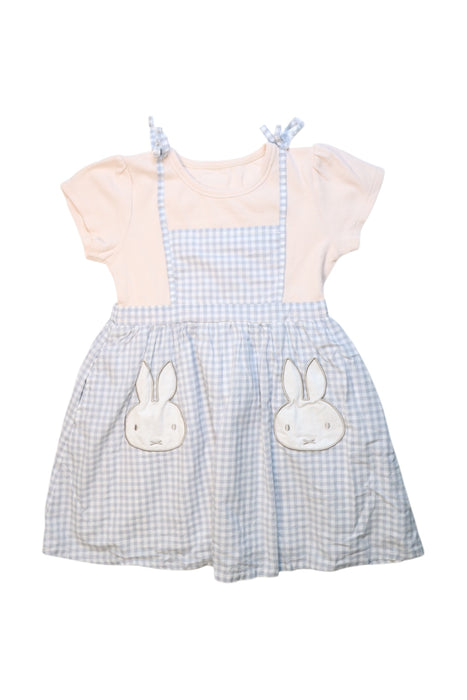 A Pink Short Sleeve Dresses from Petit Main in size 4T for girl. (Front View)