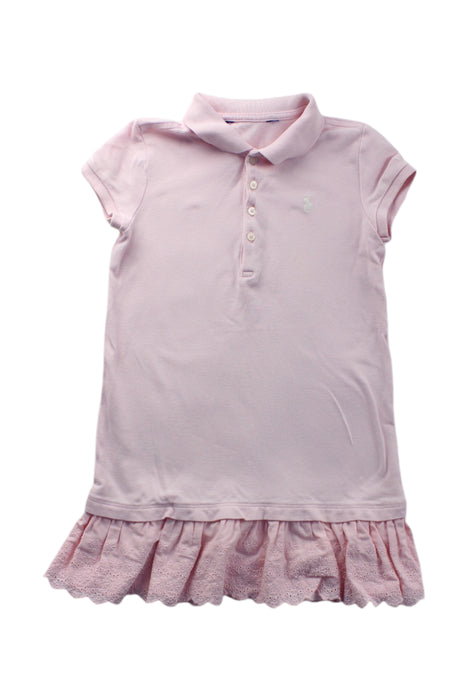 A Pink Short Sleeve Dresses from Polo Ralph Lauren in size 4T for girl. (Front View)