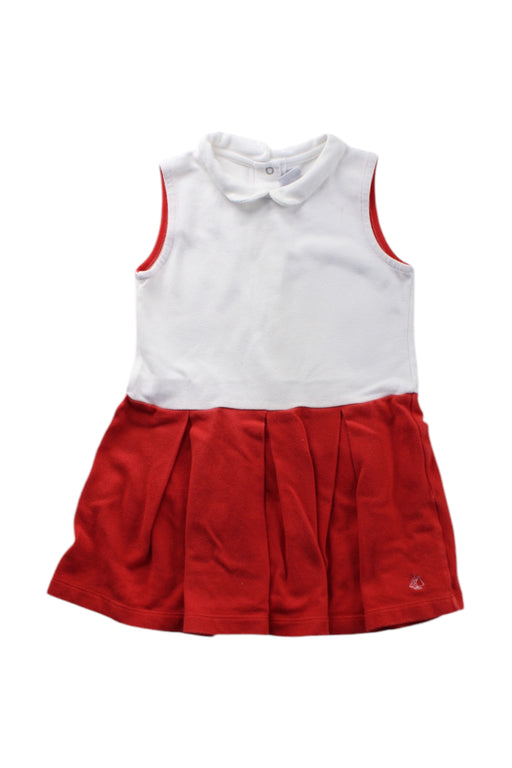A Red Sleeveless Dresses from Petit Bateau in size 4T for girl. (Front View)