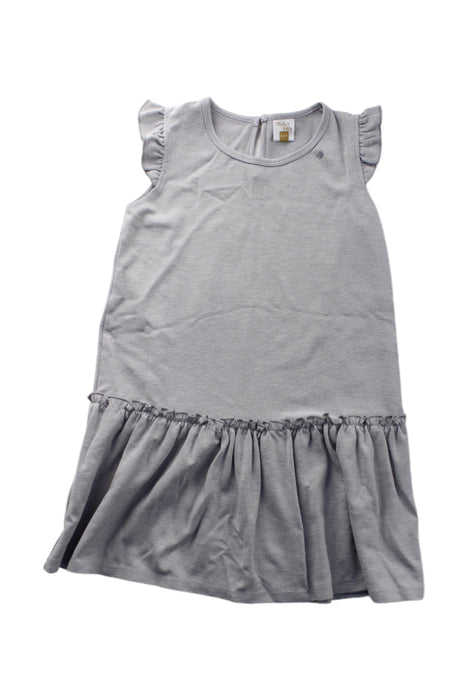 A Grey Sleeveless Dresses from Trudy & Teddy in size 5T for girl. (Front View)