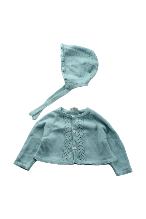 A Teal Cardigans from Nanos in size 3-6M for neutral. (Front View)