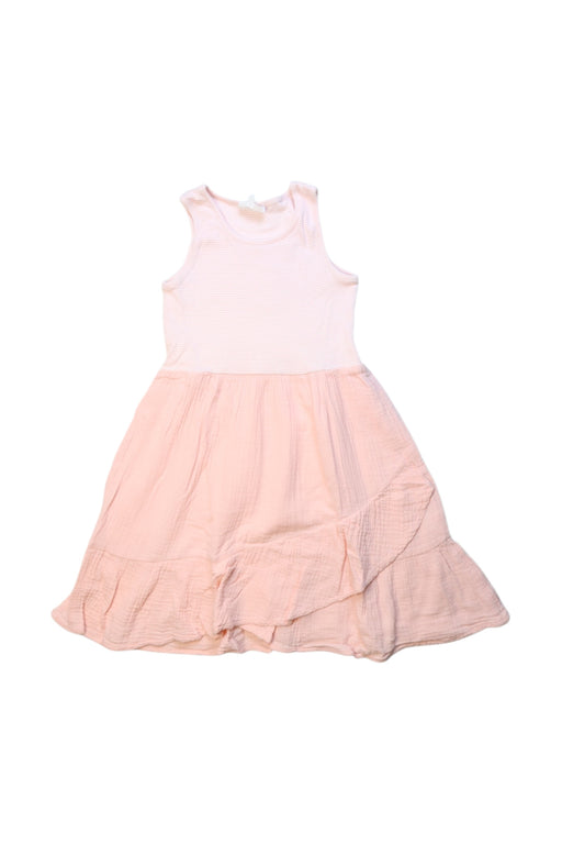 A Pink Sleeveless Dresses from Seed in size 5T for girl. (Front View)