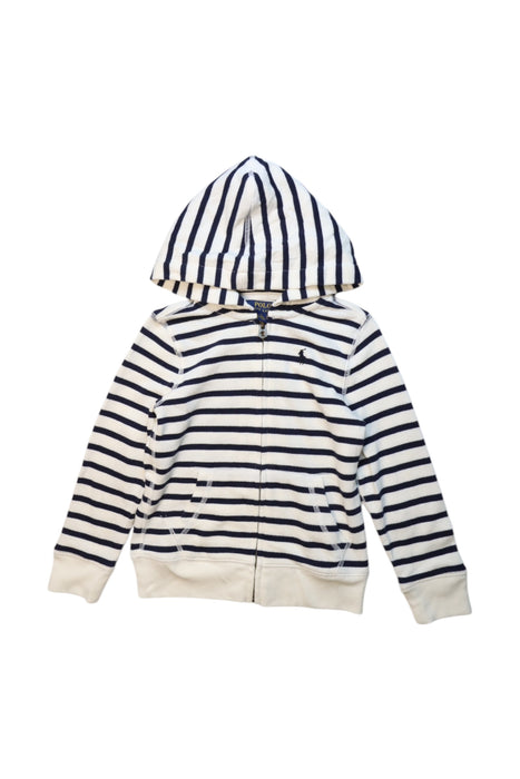 A Navy Zippered Sweatshirts from Polo Ralph Lauren in size 5T for girl. (Front View)