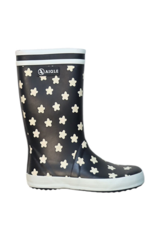 A Black Rain Boots from Aigle in size 5T for girl. (Front View)