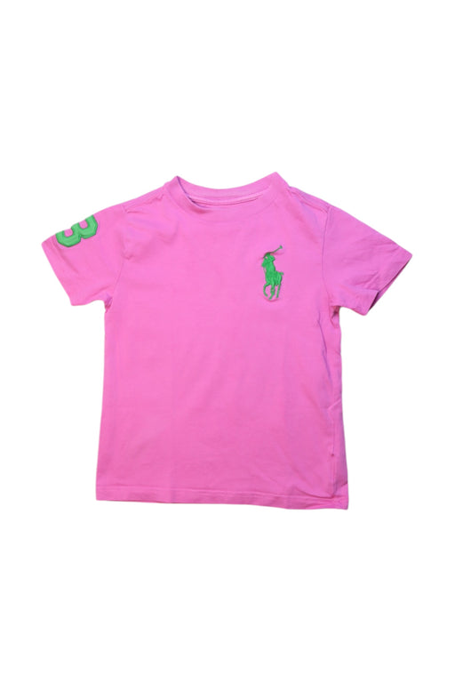 A Pink Short Sleeve T Shirts from Polo Ralph Lauren in size 5T for boy. (Front View)