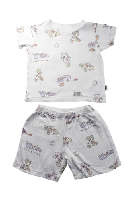 A White Shorts Sets from Gelato Pique in size 2T for neutral. (Front View)