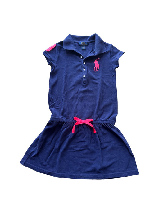 A Navy Short Sleeve Dresses from Polo Ralph Lauren in size 7Y for girl. (Front View)