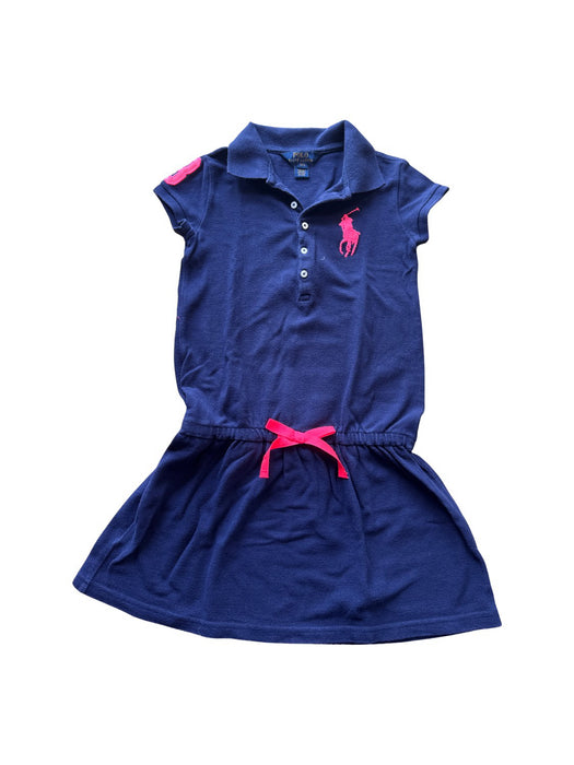 A Navy Short Sleeve Dresses from Polo Ralph Lauren in size 7Y for girl. (Front View)