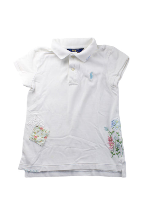 A White Short Sleeve Polos from Polo Ralph Lauren in size 7Y for girl. (Front View)