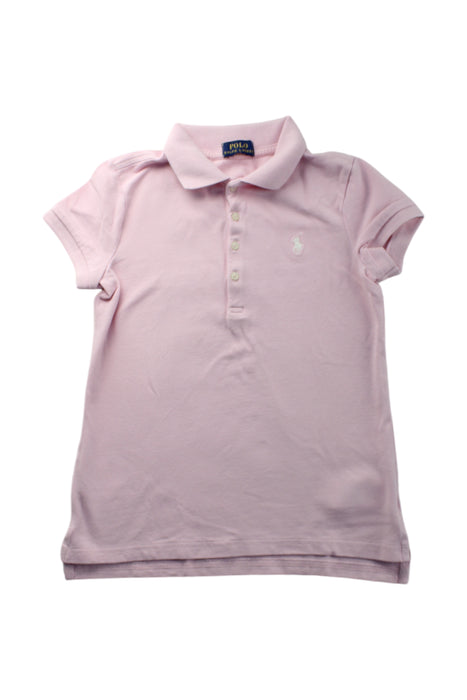 A Pink Short Sleeve Polos from Polo Ralph Lauren in size 7Y for girl. (Front View)