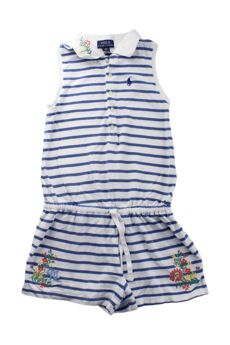 A Blue Sleeveless Rompers from Polo Ralph Lauren in size 7Y for girl. (Front View)