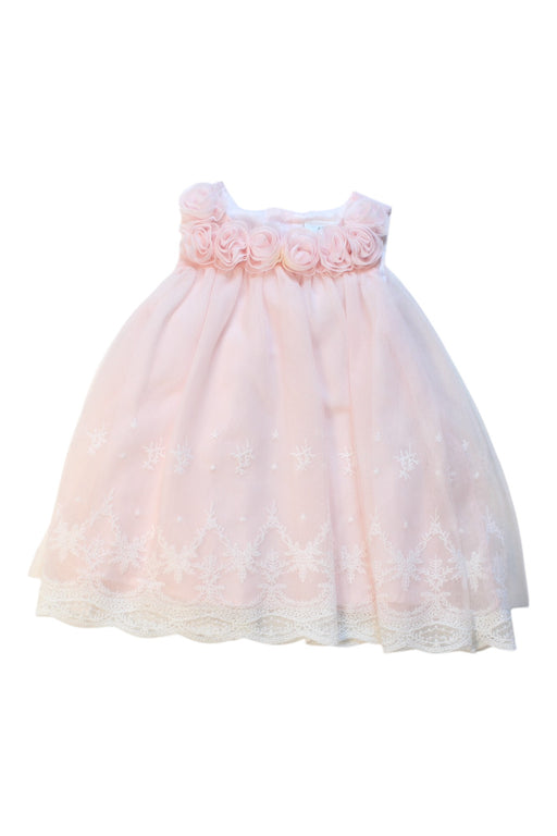 A Pink Sleeveless Dresses from Miniclasix in size 6-12M for girl. (Front View)