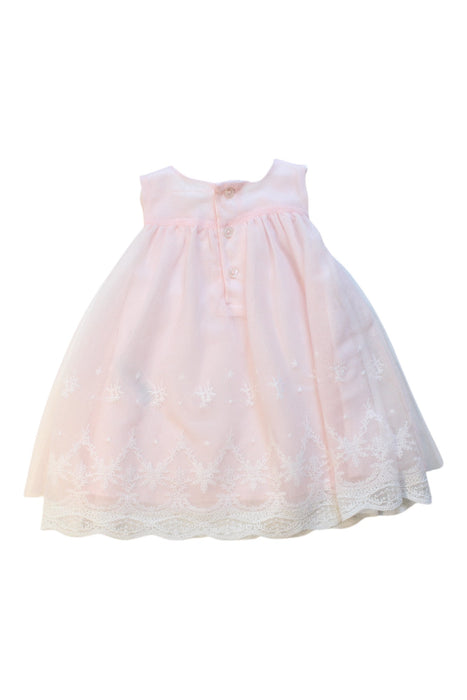 A Pink Sleeveless Dresses from Miniclasix in size 6-12M for girl. (Back View)