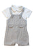 A Grey Short Sleeve Rompers from Nicholas & Bears in size 12-18M for girl. (Front View)