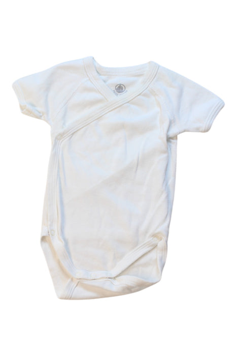 A White Short Sleeve Bodysuits from Petit Bateau in size 0-3M for girl. (Front View)