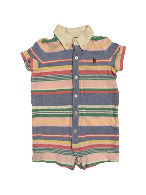 A Blue Short Sleeve Rompers from Ralph Lauren in size 3-6M for boy. (Front View)