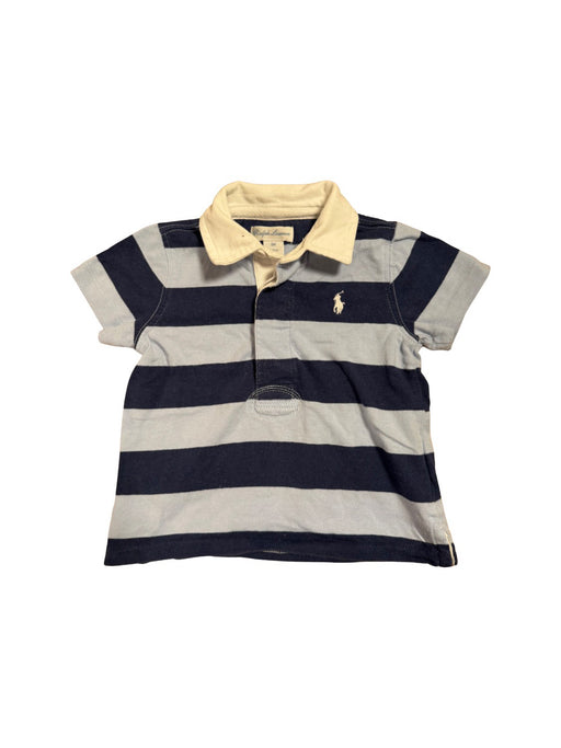 A Navy Short Sleeve Polos from Ralph Lauren in size 6-12M for boy. (Front View)