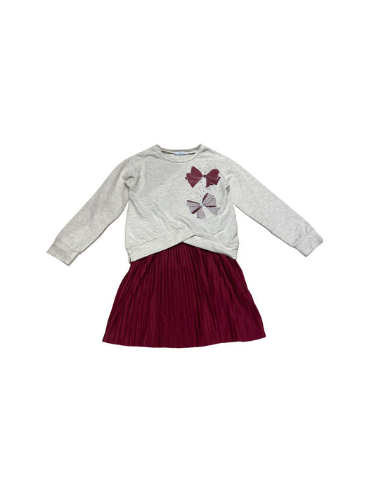 A Grey Long Sleeve Dresses from Mayoral in size 6T for girl. (Front View)