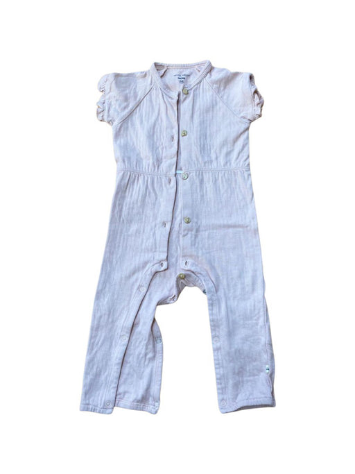 A Pink Short Sleeve Rompers from Petit Maison Kids in size 6-12M for neutral. (Front View)