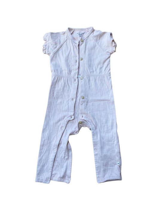 A Pink Short Sleeve Rompers from Petit Maison Kids in size 6-12M for neutral. (Front View)