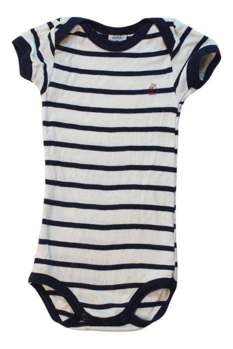 A Navy Short Sleeve Bodysuits from Petit Bateau in size 3-6M for boy. (Front View)