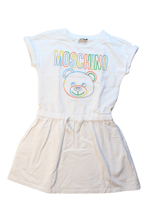 A White Short Sleeve Dresses from Moschino in size 10Y for girl. (Front View)