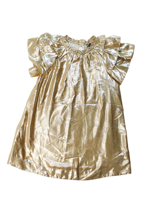 A Gold Short Sleeve Dresses from Velveteen in size 5T for girl. (Front View)
