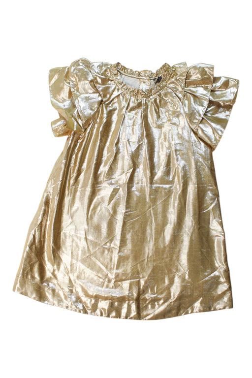 A Gold Short Sleeve Dresses from Velveteen in size 5T for girl. (Front View)