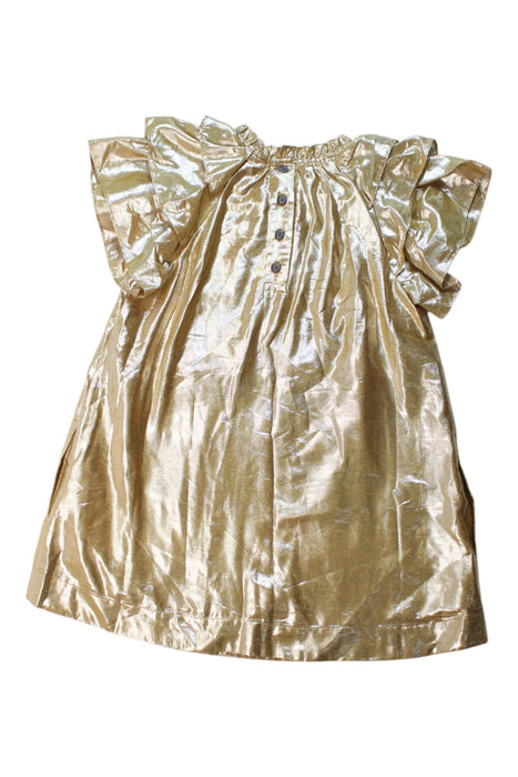 A Gold Short Sleeve Dresses from Velveteen in size 5T for girl. (Back View)