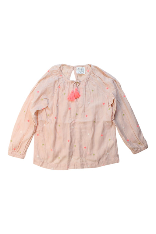 A Peach Long Sleeve Tops from Bonheur du Jour in size 6T for girl. (Front View)