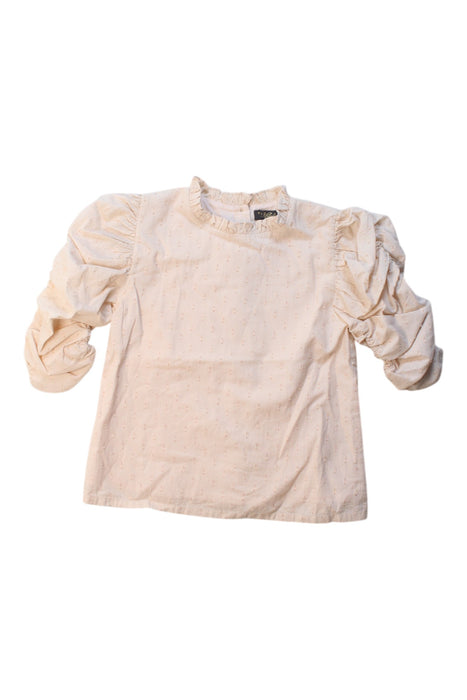 A Ivory Long Sleeve Tops from Velveteen in size 6T for girl. (Front View)