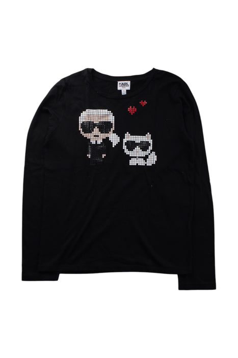 A Black Long Sleeve T Shirts from Karl Lagerfeld in size 12Y for neutral. (Front View)