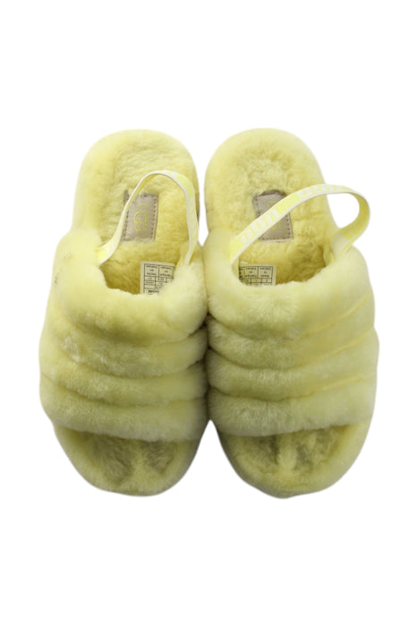 A Yellow Slippers from UGG in size 7Y for neutral. (Back View)